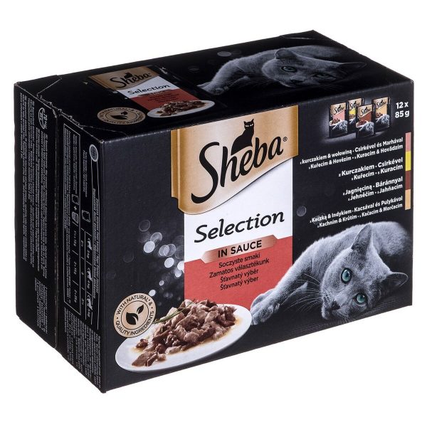 Kattenvoer Sheba Selection in Sauce Kip Pauw Kalfsvlees Lam 85 g