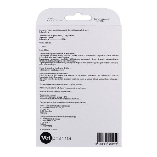 Anti-parasite collar Francodex PrevenDog 75 cm Teken