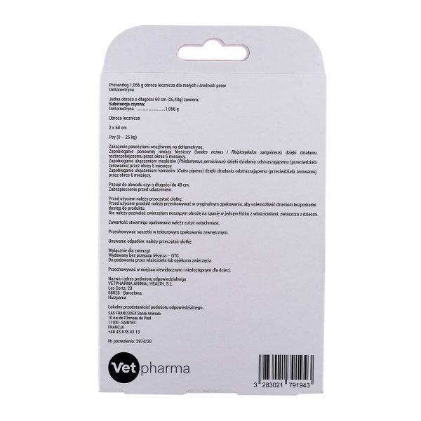 Anti-parasite collar Francodex PrevenDog 65 cm Teken 2 Stuks