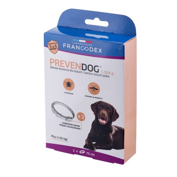 Anti-parasite collar Francodex PrevenDog 75 cm Teken 2 Stuks