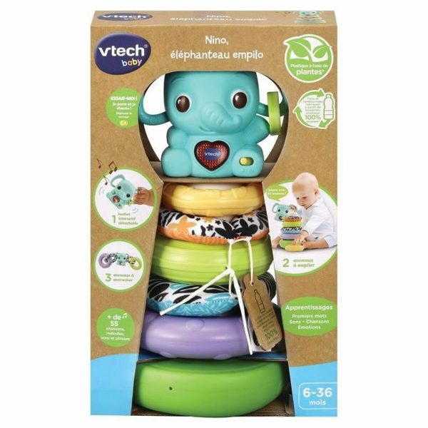 Hondenspeelgoed Vtech Baby NINO, ÉLÉPHANTEAU EMPILO 3 EN 1