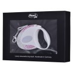 Hondenriem Flexi Glam Composition with Swarovski crystals 3 m Wit S