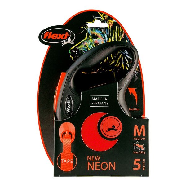 Hondenriem Flexi NEW NEON 5 m Oranje Maat M