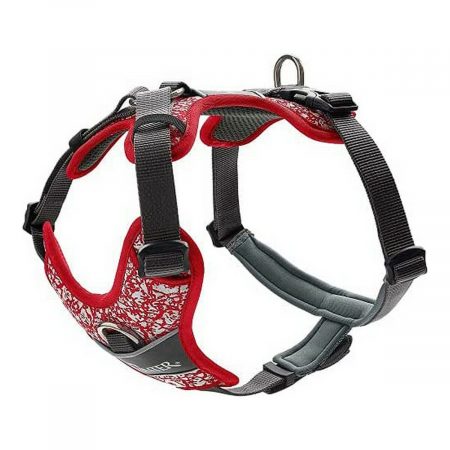 Hondentuigje Hunter Divo Rood Grijs Reflecterend Maat L (72-100 cm)