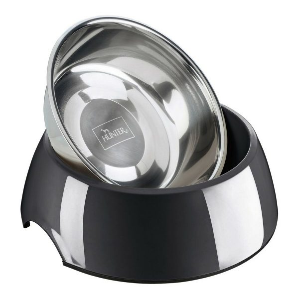 Voerbak voor honden Hunter Melamine Roestvrij staal Zwart 160 ml (14,5 x 14,5 x 7 cm)