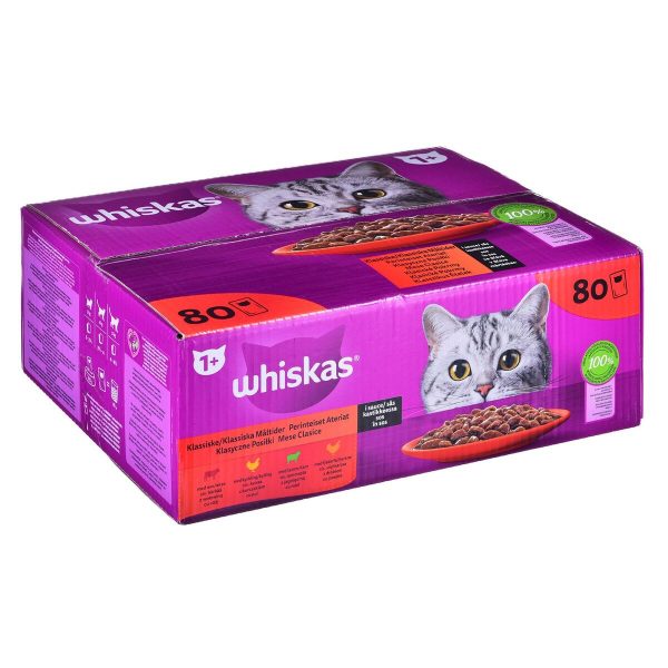 Kattenvoer Whiskas Classic Meals Kip Kalfsvlees Lam Vogels 80 x 85 g