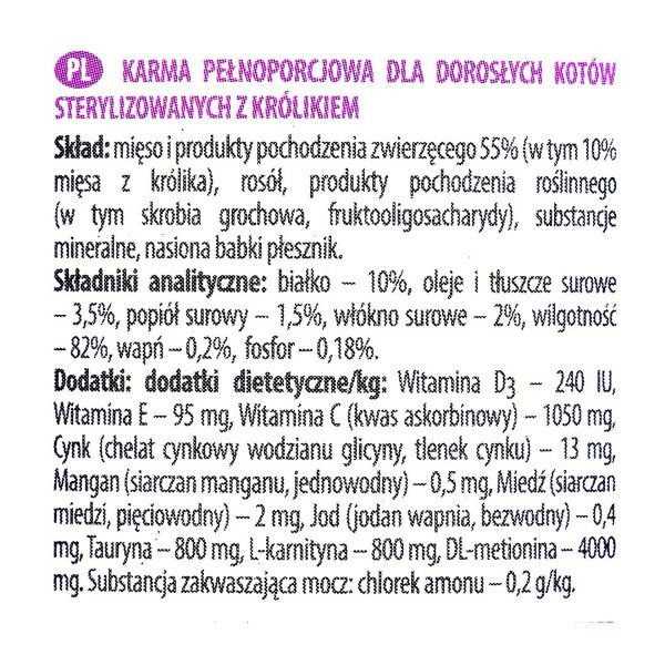Kattenvoer Dolina Noteci Piper Animals Sterilised Konijnenvlees 400 g