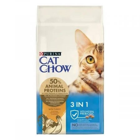 Kattenvoer Purina Cat Chow 3in1 Volwassen Pauw Rundvlees 15 kg