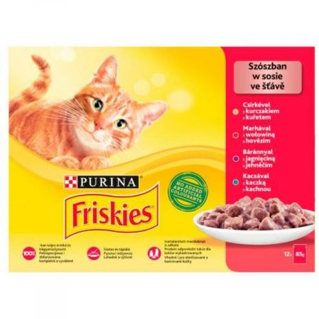 Kattenvoer Purina Friskies Mix Kip Kalfsvlees Lam Eend 12 x 85 g
