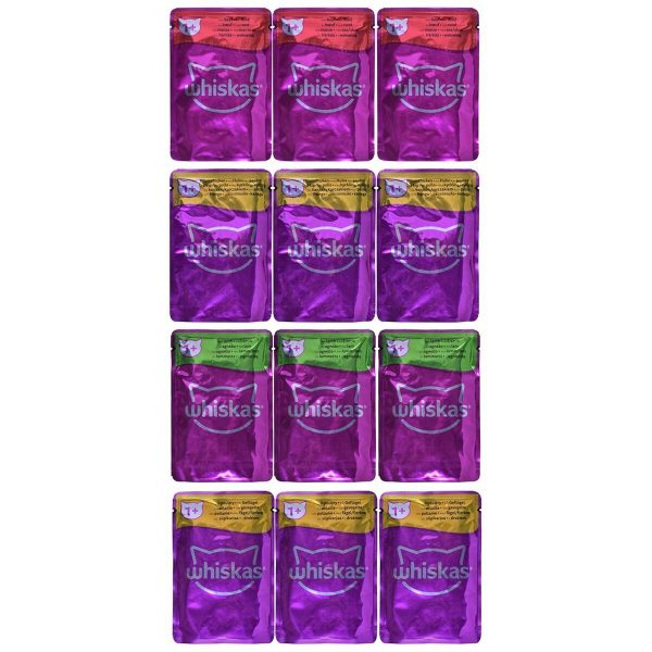Kattenvoer Whiskas Classic Meals Kip Kalfsvlees Lam Vogels 12 x 85 g
