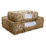 Hondenbed Home ESPRIT Wit Lichtbruin Metaal Synthetische rotan 50 x 35 x 14 cm (2 Onderdelen)