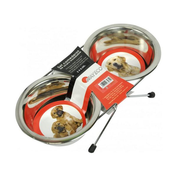 Voerbak voor honden Nayeco Roestvrij staal 2 x 350 ml