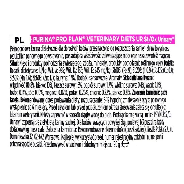 Kattenvoer Purina Pro Plan VD Urinary Vlees 195 g
