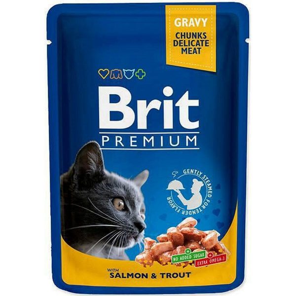 Kattenvoer Brit Pouches Family Plate Kip Pauw Kalfsvlees Kabeljauw 12 x 100 g
