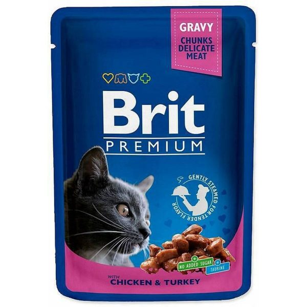 Kattenvoer Brit Pouches Family Plate Kip Pauw Kalfsvlees Kabeljauw 12 x 100 g