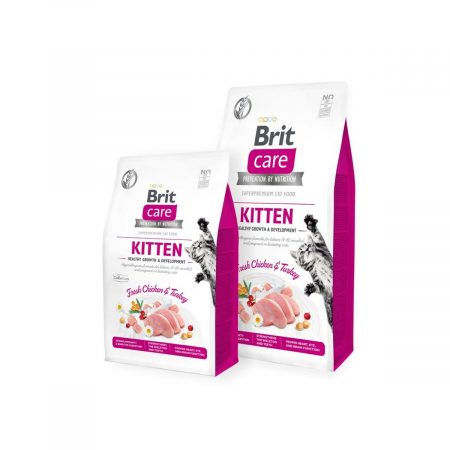 Kattenvoer Brit  Care Grain Free Kitten Healthy growth and development Volwassen Kip Pauw 7 kg