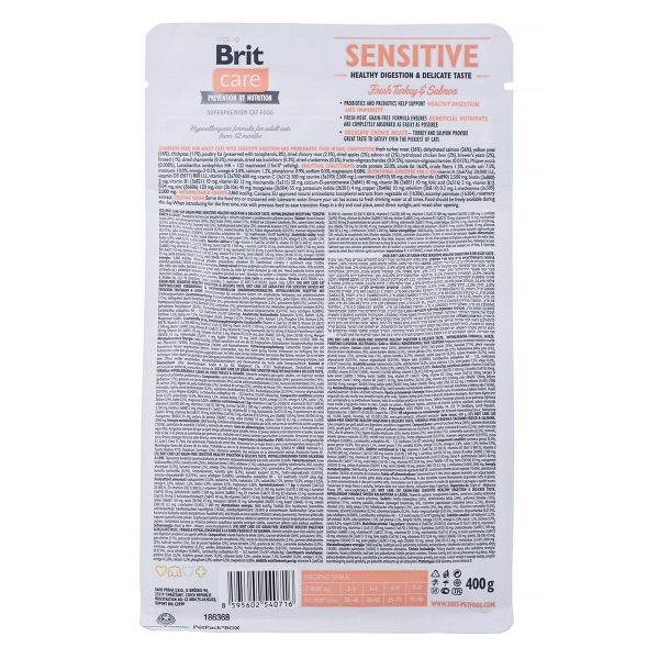 Kattenvoer Brit Care Grain-Free Sensitive Volwassen Zalm Pauw 400 g