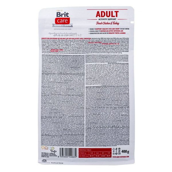 Kattenvoer Brit Care Grain Free Activity Support Adult Volwassen Kip Pauw 400 g