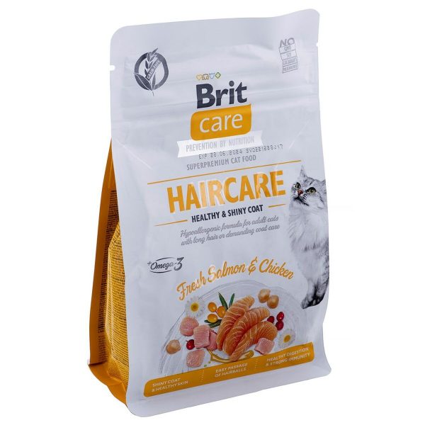 Kattenvoer Brit Care Grain Free Haircare Healthy & Shiny Coat Volwassen Kip Zalm 400 g