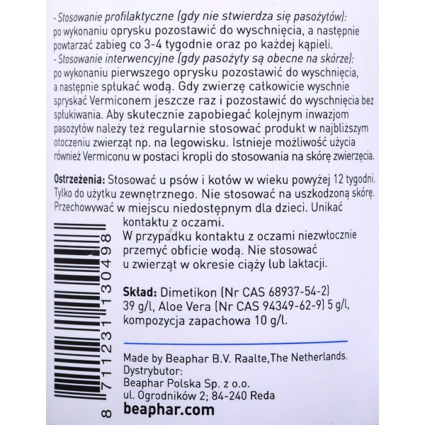 Spray Beaphar Vermicon Middel tegen parasieten 250 ml