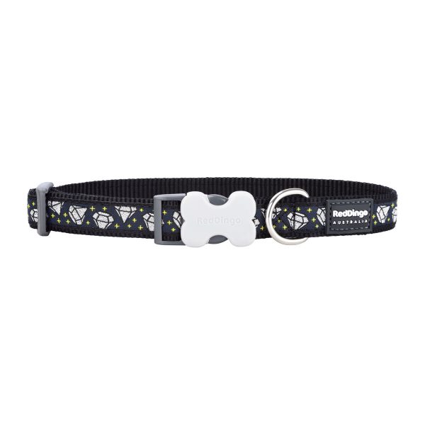 Hondenhalsband Red Dingo STYLE DIAMOND Zwart 31-47 cm