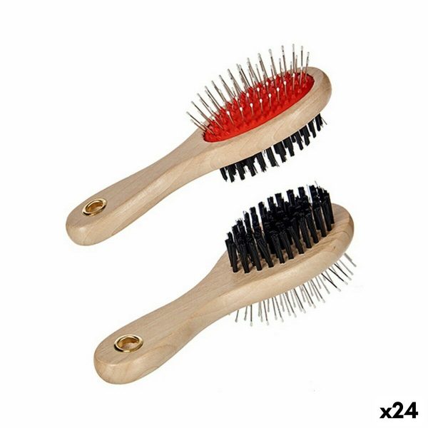 Hondenkam Rood Zwart Bruin Staal Plastic (9 x 5 x 21 cm) (24 Stuks)