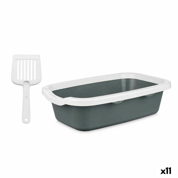 Kattenbak Wit Antraciet Plastic 25 x 11 x 2 cm (11 Stuks)