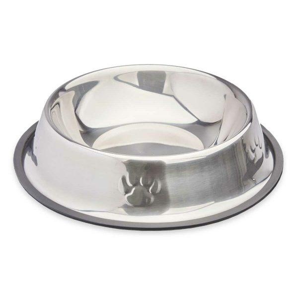 Voerbak voor honden Zilverkleurig Grijs Rubber Metaal 26 x 7 x 26 cm (12 Stuks)