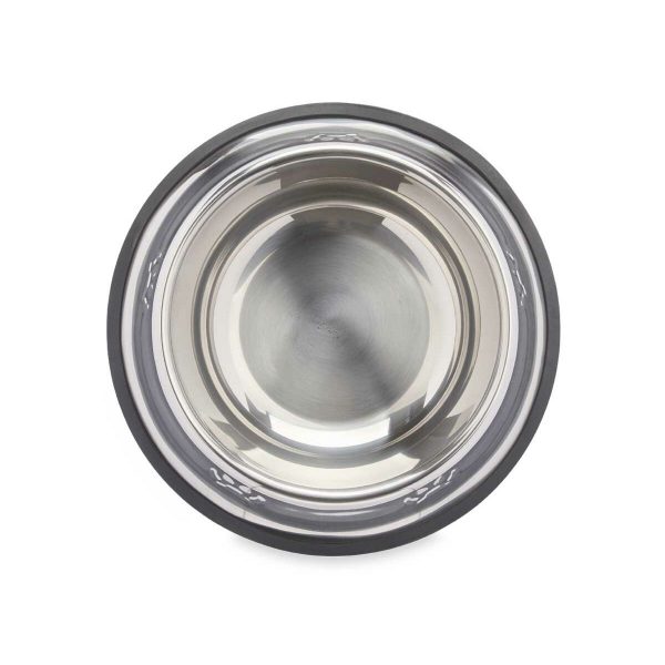 Voerbak voor honden Zilverkleurig Grijs Rubber Metaal 26 x 7 x 26 cm (12 Stuks)