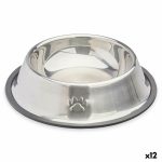 Voerbak voor honden Zilverkleurig Grijs Rubber Metaal 22 x 6 x 22 cm (12 Stuks)
