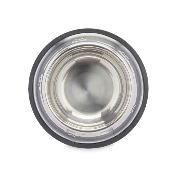 Voerbak voor honden Zilverkleurig Grijs Rubber Metaal 22 x 6 x 22 cm (12 Stuks)